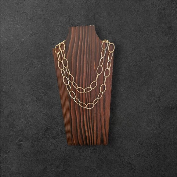 R. J. Graziano Long Gold Tone Loop Chain Necklace 32"  With Lobster Clasp - Picture 2 of 11